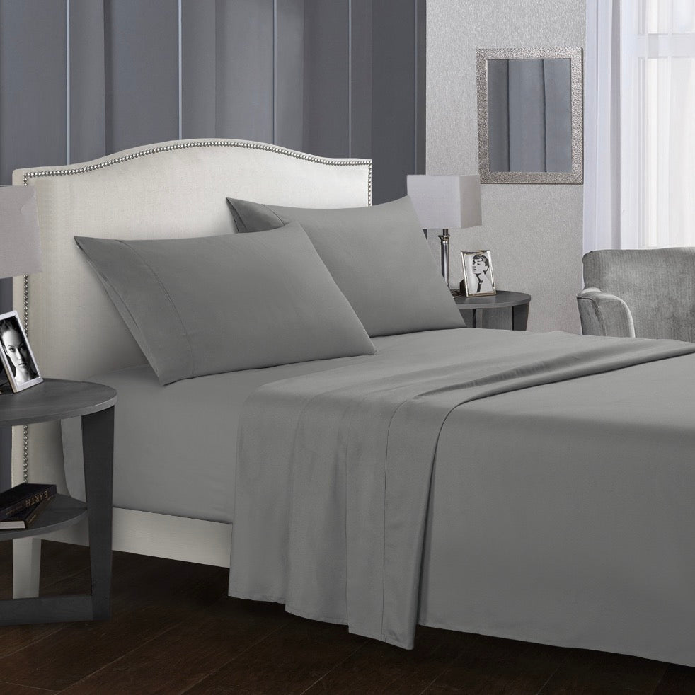 Solid Color Brushed Fabric Four-Piece Bedding Set - Modern Minimalist Bed Linens - Calm Cloud Bedding